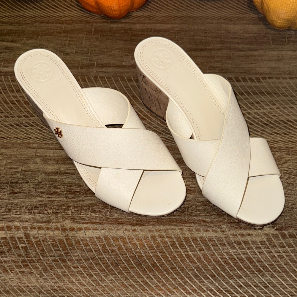 Tory Burch Women's Ivory Cross-Strap Mules
